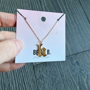 Gothic Style Gold Initial Charm Necklace "K"